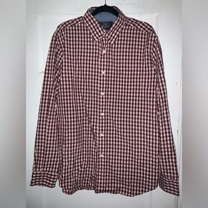 Mens Nautica‎ red and white checkered button up shirt size large
